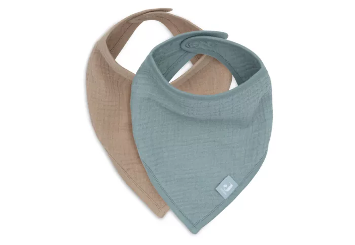 Bavoir Bandana Gaze de Coton - Sea Green/Biscuit - 2 Unités (Jollein)