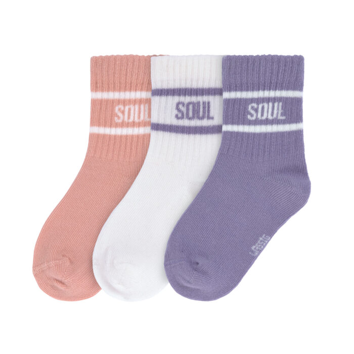 Chaussettes de tennis enfants (3 pcs) - Little Gang Lila Claire / Pêche ( Lassig)