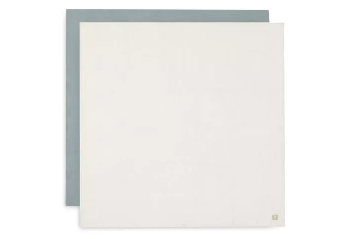 Lange Gaze de Coton Large 115x115cm - Sea Green/Ivory - 2 Unités (Jollein)