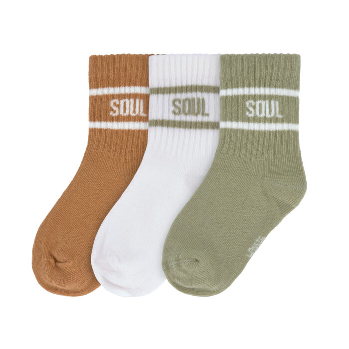 Chaussettes de tennis enfants (3 pcs) - Little Gang, khaki caramel ( Lassig)