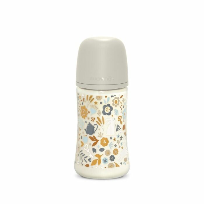 Biberon en verre 120ml tétine SxPro S - Wonderland Beige (Suavinex)