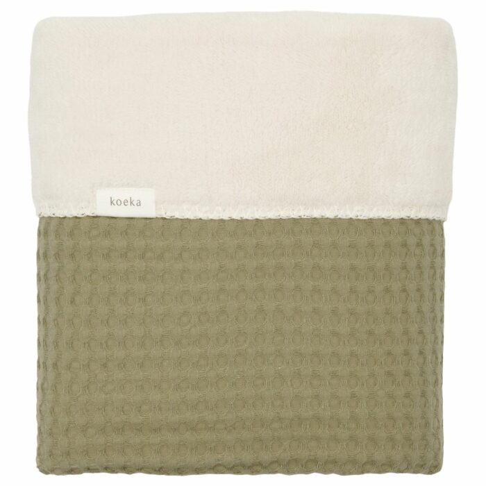 Couverture de berceau gaufrée/teddy Oslo moss (Koeka)