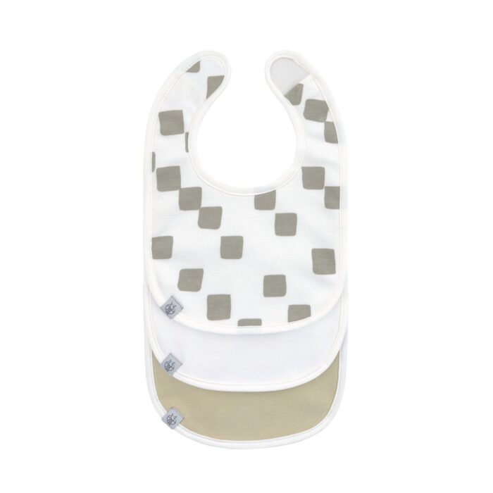 Lot de 3 bavoirs naissance - Happy Fruits, kaki clair (Lassig)