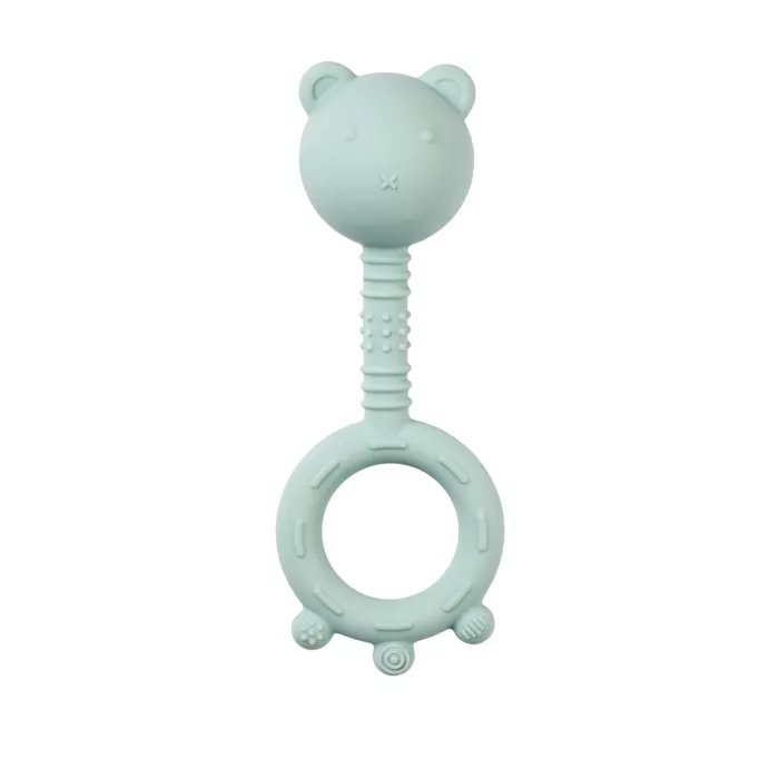 Hochet Ours SILICONE - SILICONE - 6 cm - Silicone vert pastel (nattou)