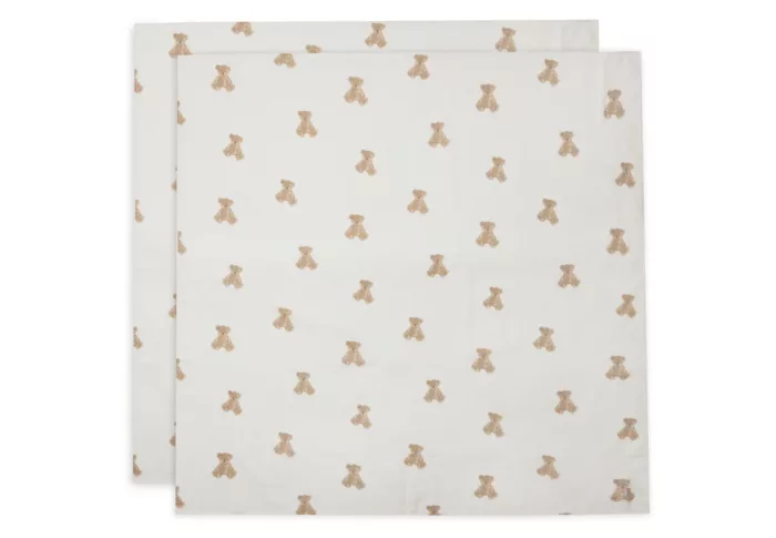 Lange Gaze de Coton Large 115x115cm - Teddy Bear - 2 Unités (Jollein)