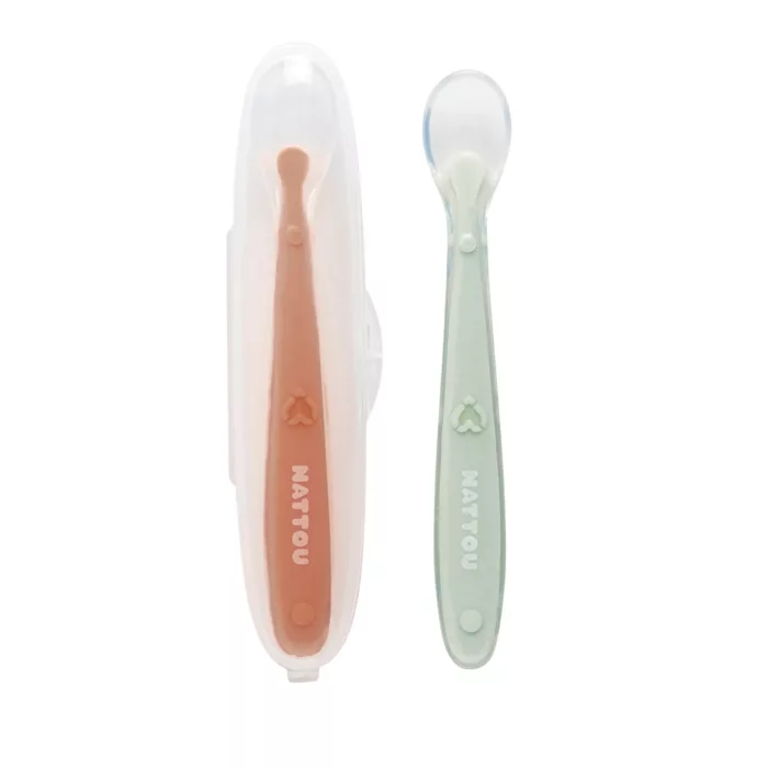 Cuillières Set 2 Pièces Silicone avec étui Taille unique (Nattou)