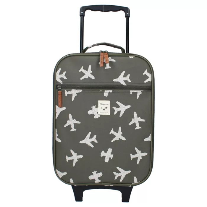 Valise à roulettes enfant – Avions kaki (BB&CO)