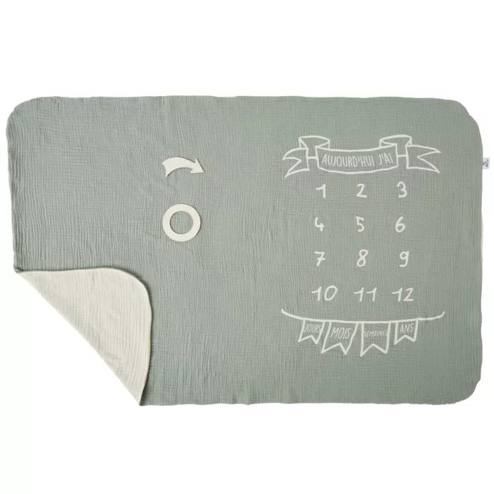 Couverture décor pour photos + 2 accessoires – vert de gris/écru (BB&CO)