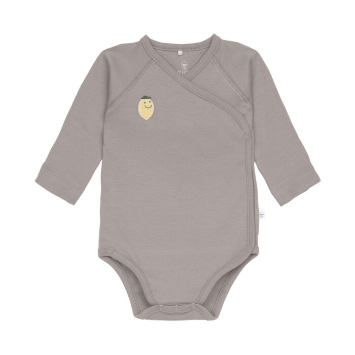 Body Croisé manches longues- Coton bio, Citron taupe (Lassig)