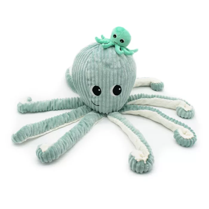 Peluche pieuvre Filou maman et son bébé menthe  - (LES PTIPOTOS)