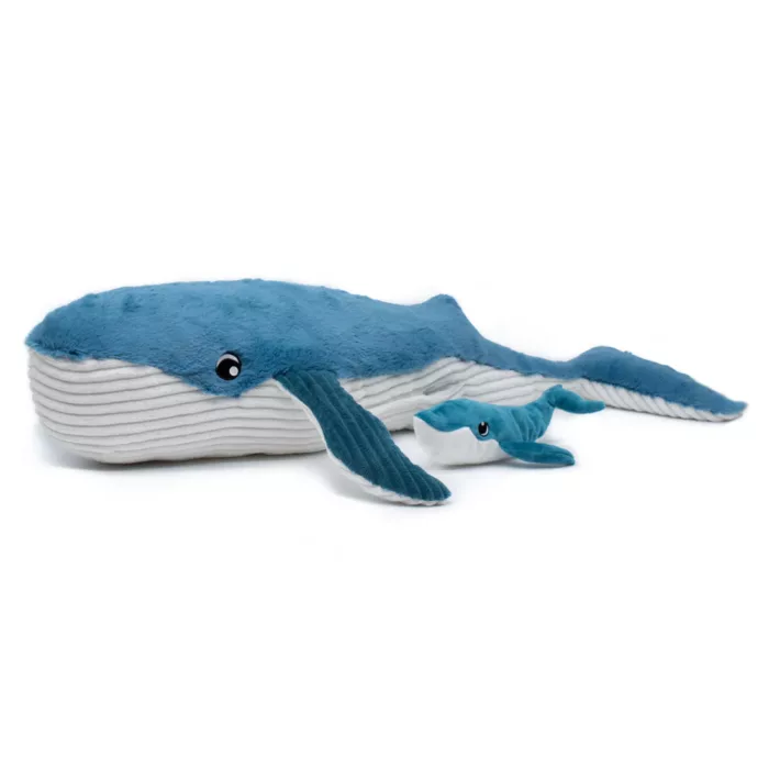 Peluche baleine Gravillou maman et son bébé bleu - (LES PTIPOTOS)