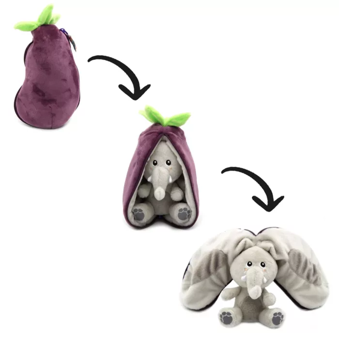Peluche Velvet l'éléphant/aubergine (FLIPETZ)
