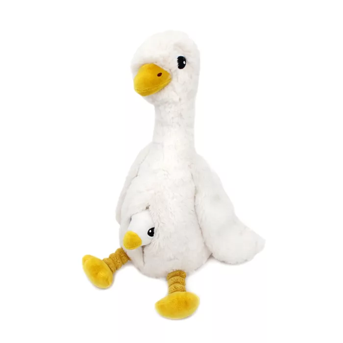 Peluche oie Jébongou maman et son bébé blanc - (LES PTIPOTOS)