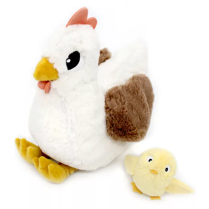 Peluche poule Pioupiou maman et son bébé blanc - (LES PTIPOTOS)
