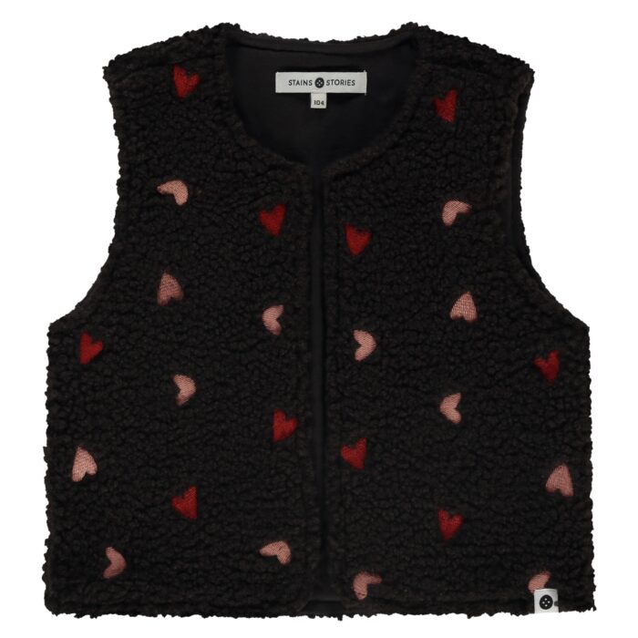 Veste Sans Manches Fille Teddy Coeur AW25 (Stains Stories)
