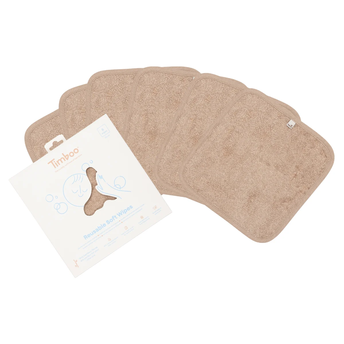 6 Lingettes réutilisables Savannah sand (Timboo)
