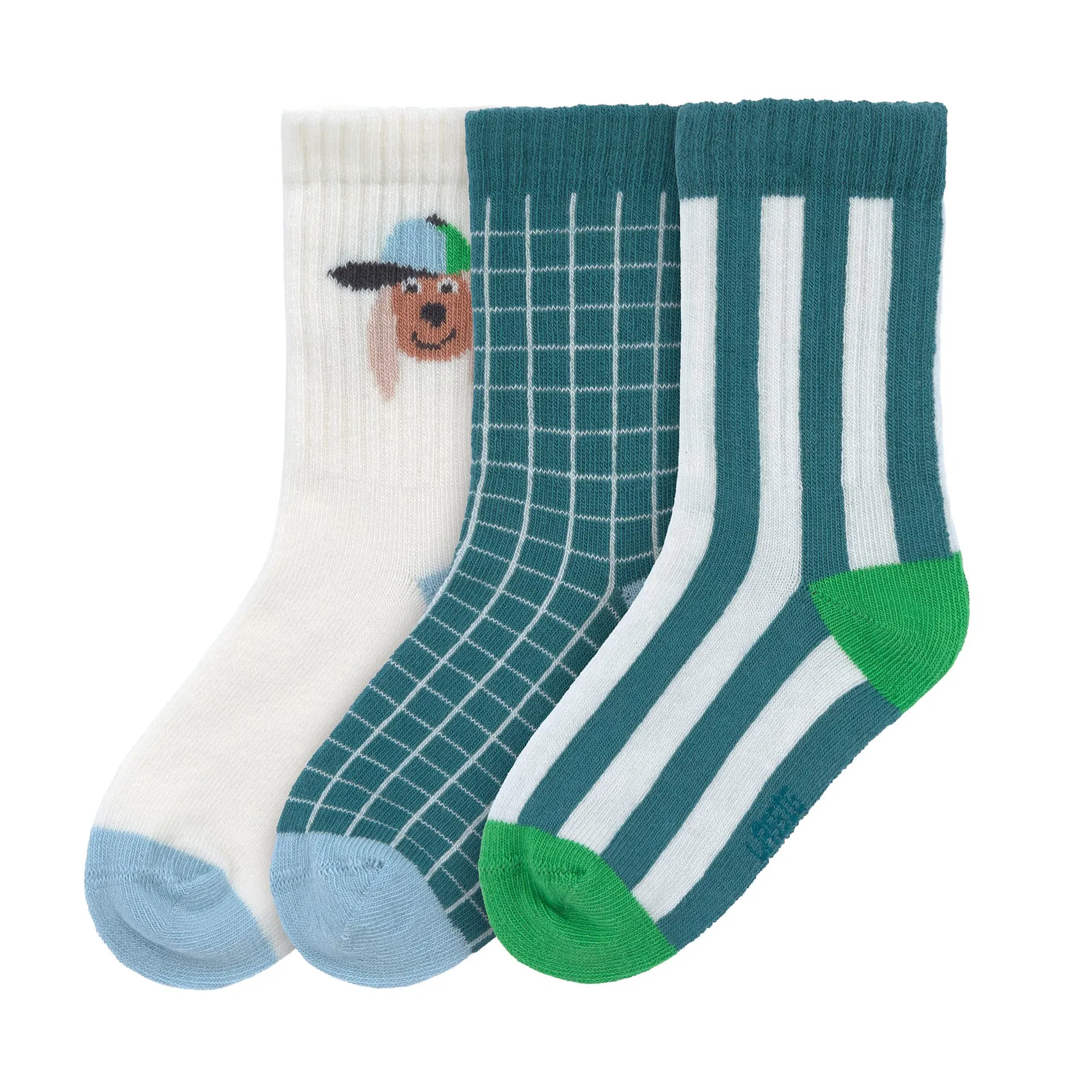 Chaussettes de tennis enfants (3 pcs) - coton bio, chien (Lassig)
