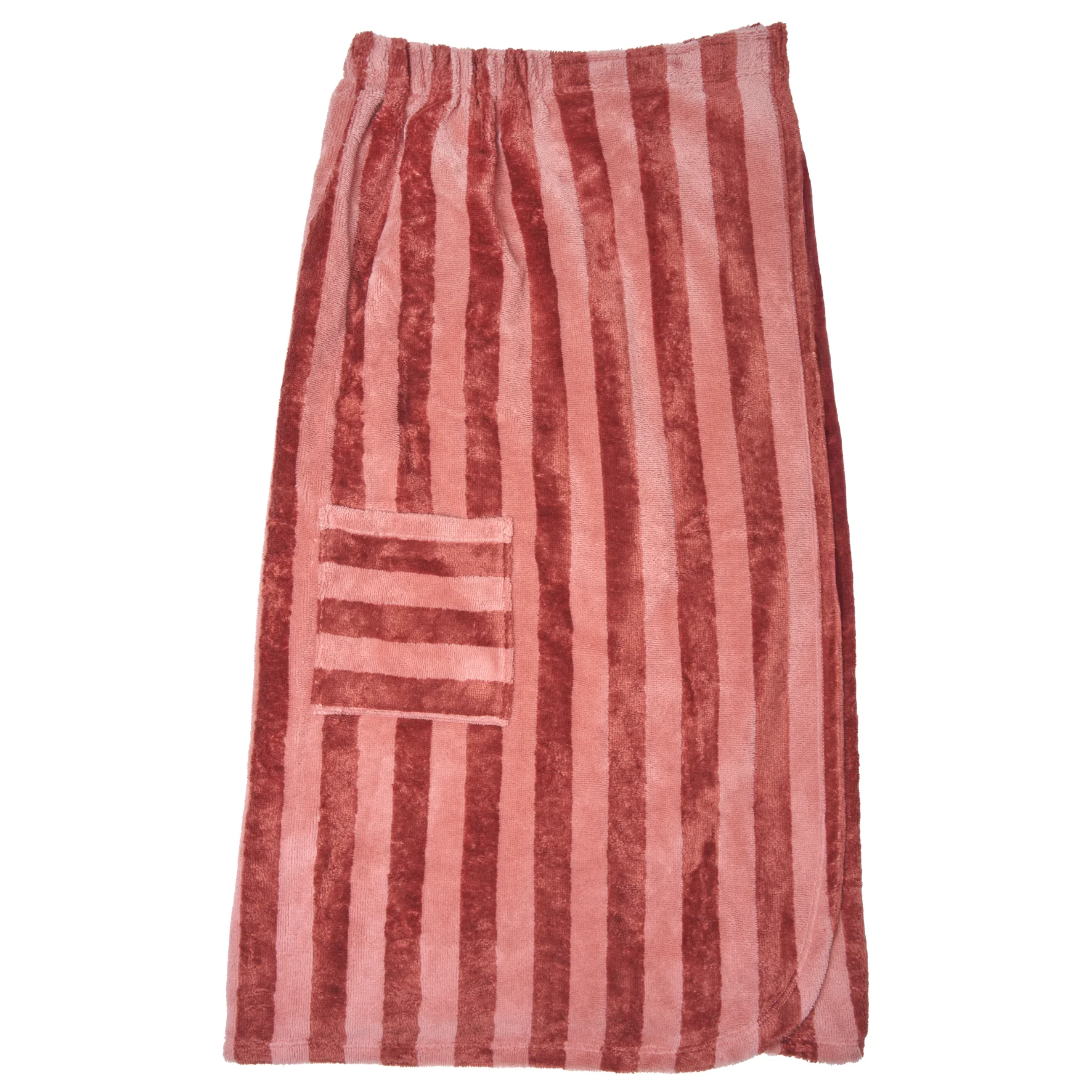 Paréo de bain éponge bambou rayée marsala / paprika (Bb & Co)