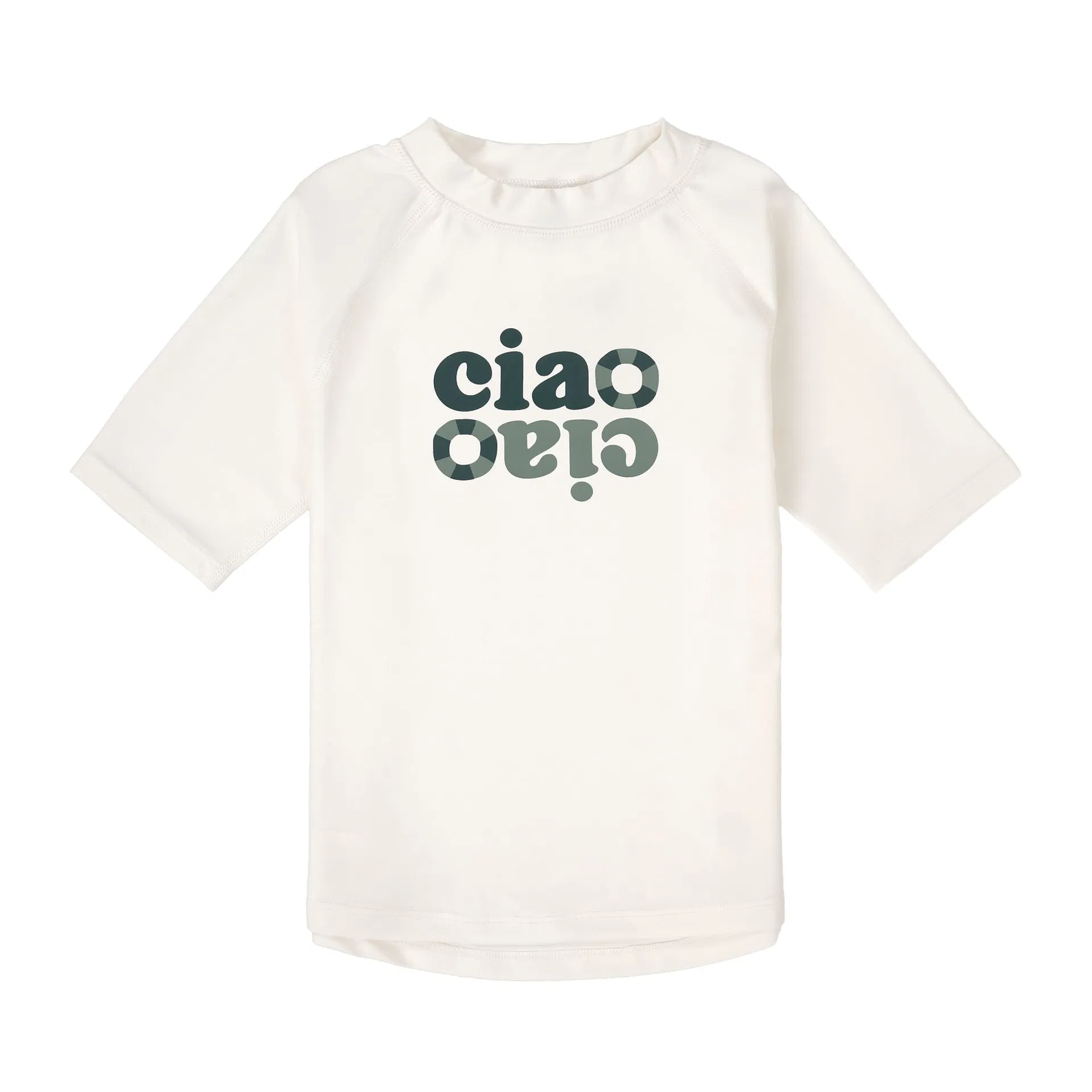 T-shirt de bains à manches courtes enfants (anti-UV), Vert Blanc (Lassig)