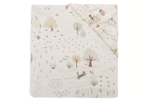 Drap-housse - Jersey - Tiny Park (Jollein) arbre et petit chat