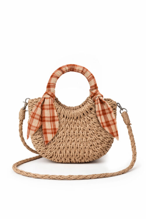 Mini Sac en Paille - Plaid Miel (Mrs Ertha)