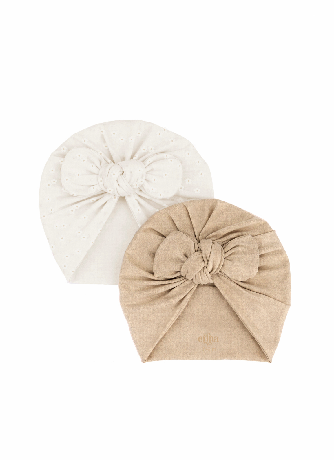 Pack Twiny Turban - Petits Pétales (Mrs Ertha) blanc et belge