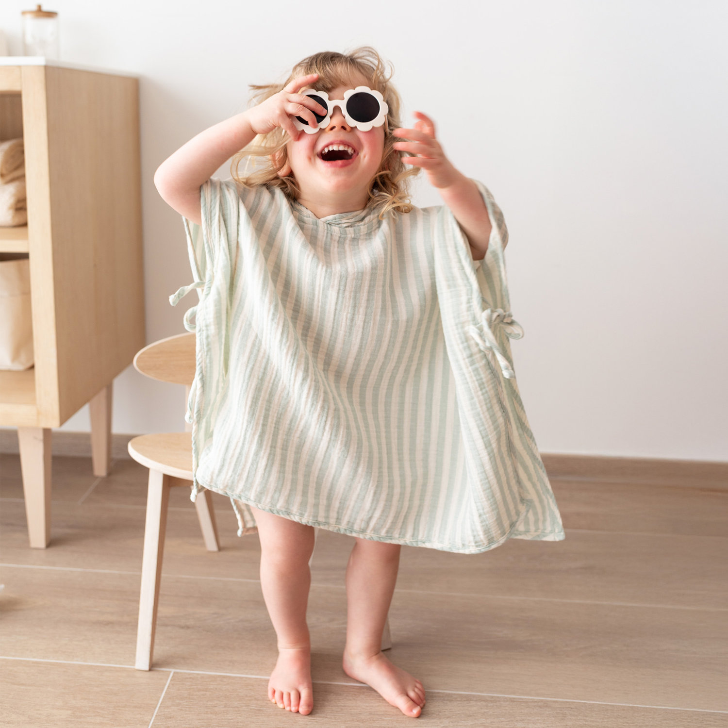 Poncho Relax Gaze de coton (Bemini) rayure