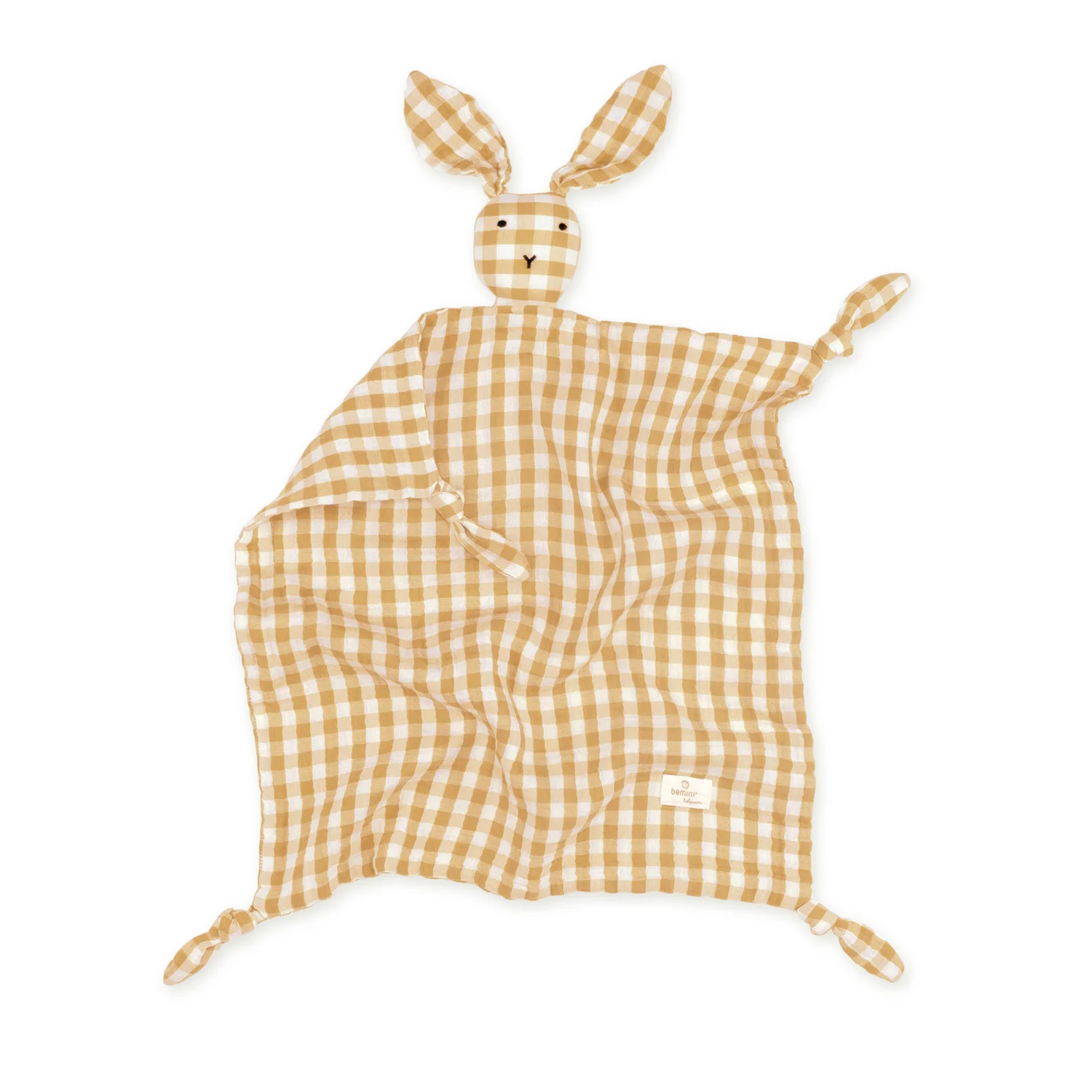Bunny 40x40 Mousseline de coton Vichy Ocre (Bemini)