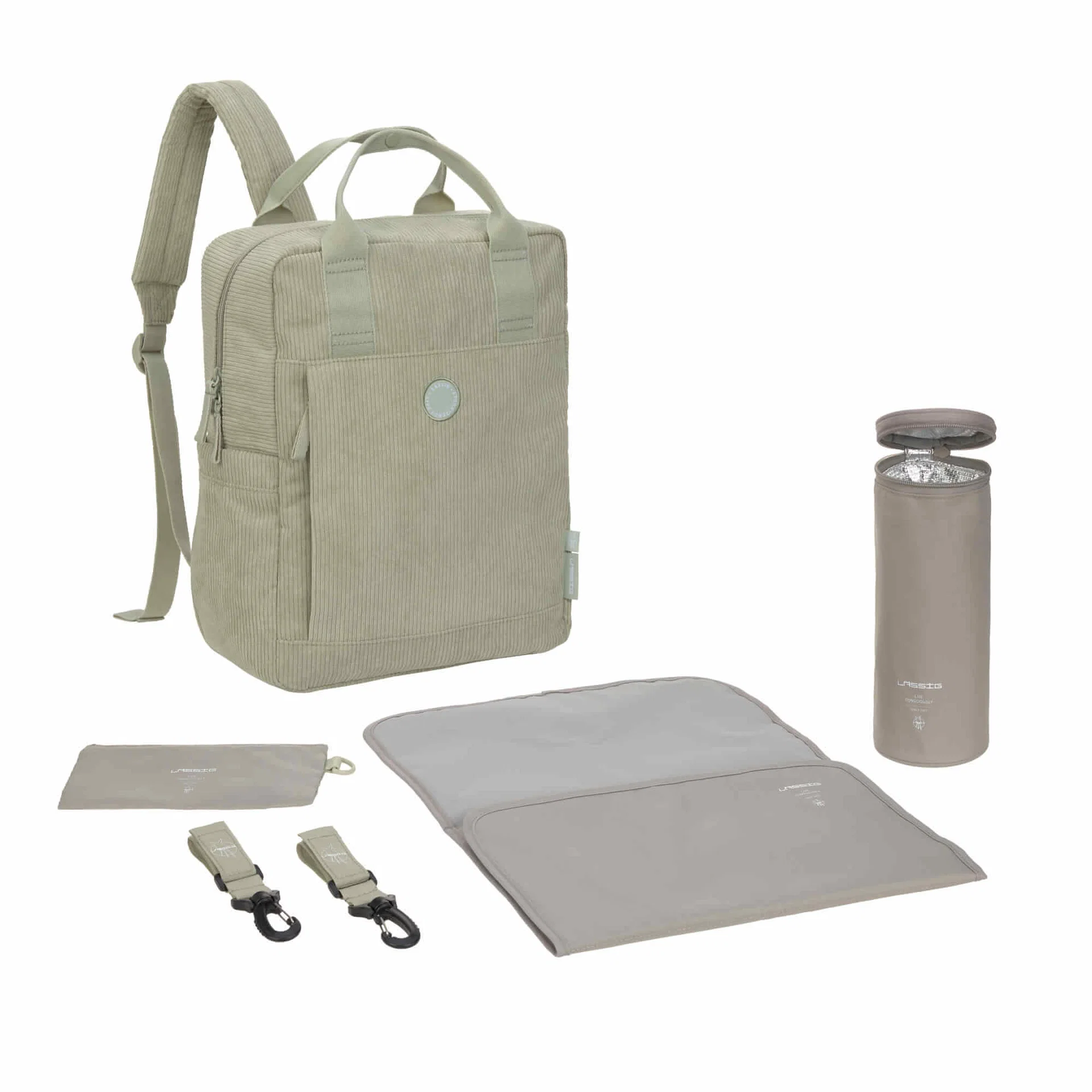 Sac à dos à langer - Vividal Cord, Khaki (Lassig) – Image 4