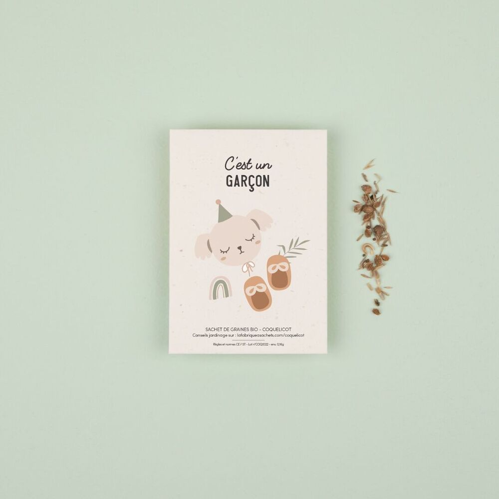 C'est un garçon ! - Sachet de graines de Coquelicot (La Fabrique à sachets)