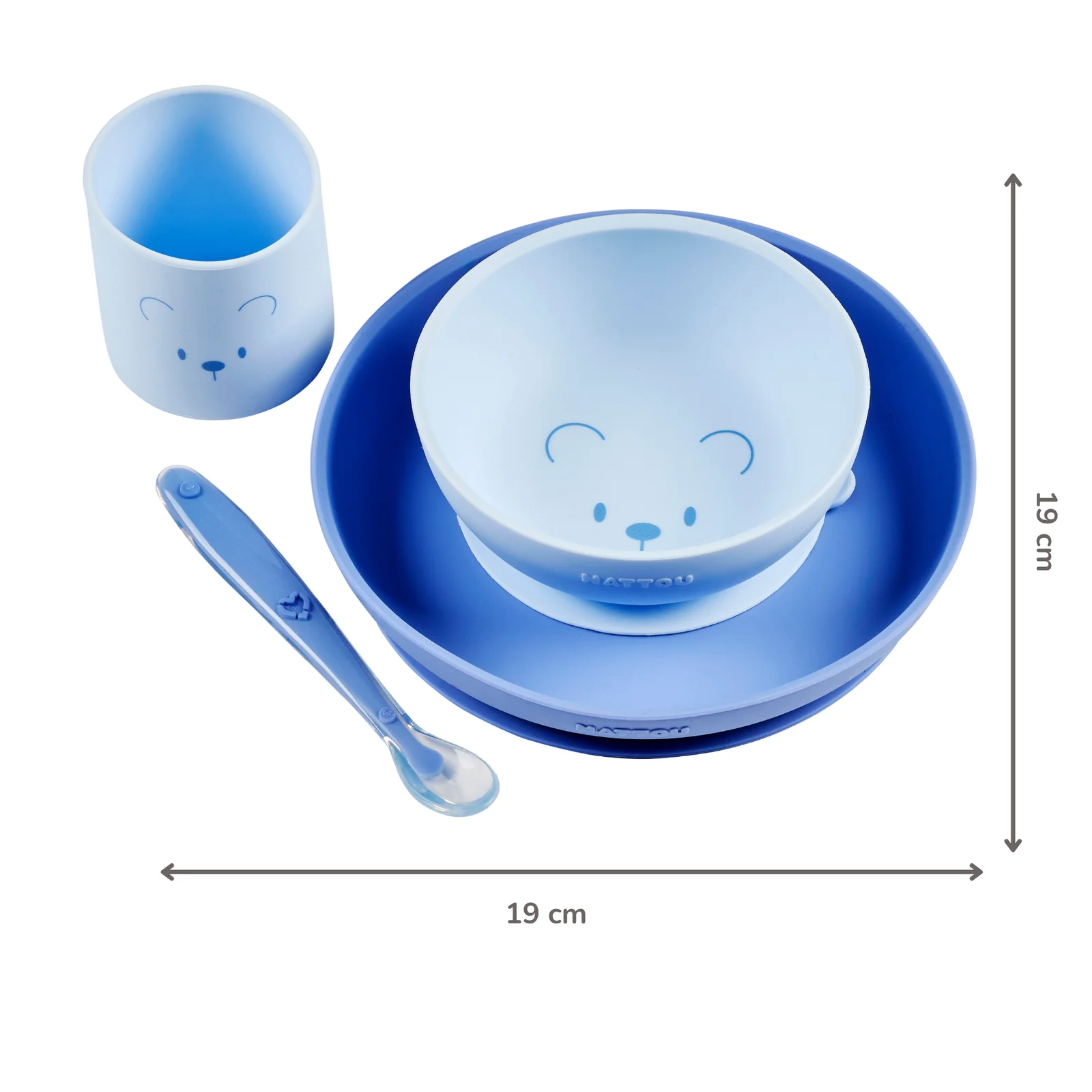 Service de Vaisselle en Silicone pour Enfants 4 Pièces avec Ventouse - Bleu ( Nattou ) – Image 5
