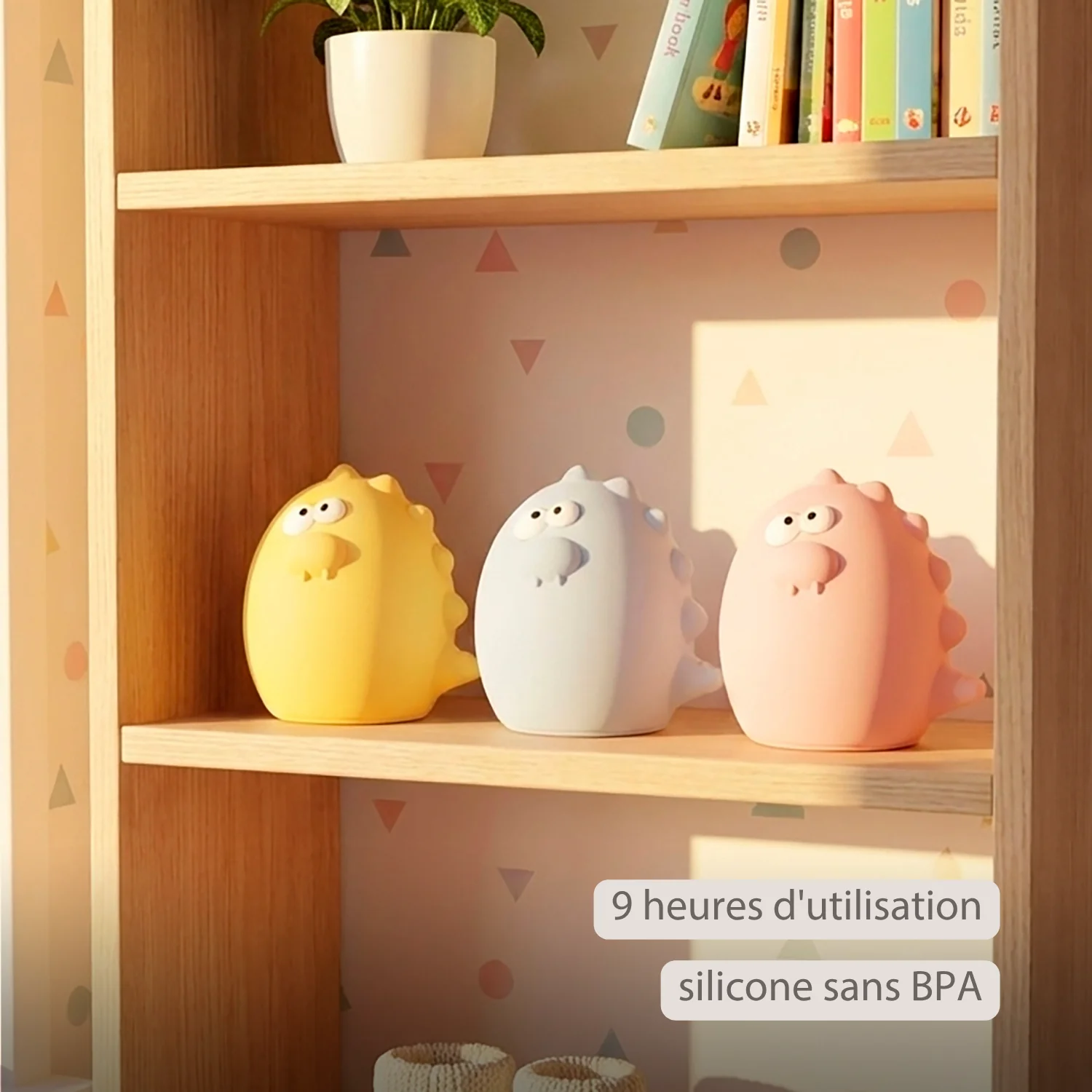 Veilleuse bébé Dino - 12 cm - Cadeau bébé - Bleu ( Nattou ) – Image 3