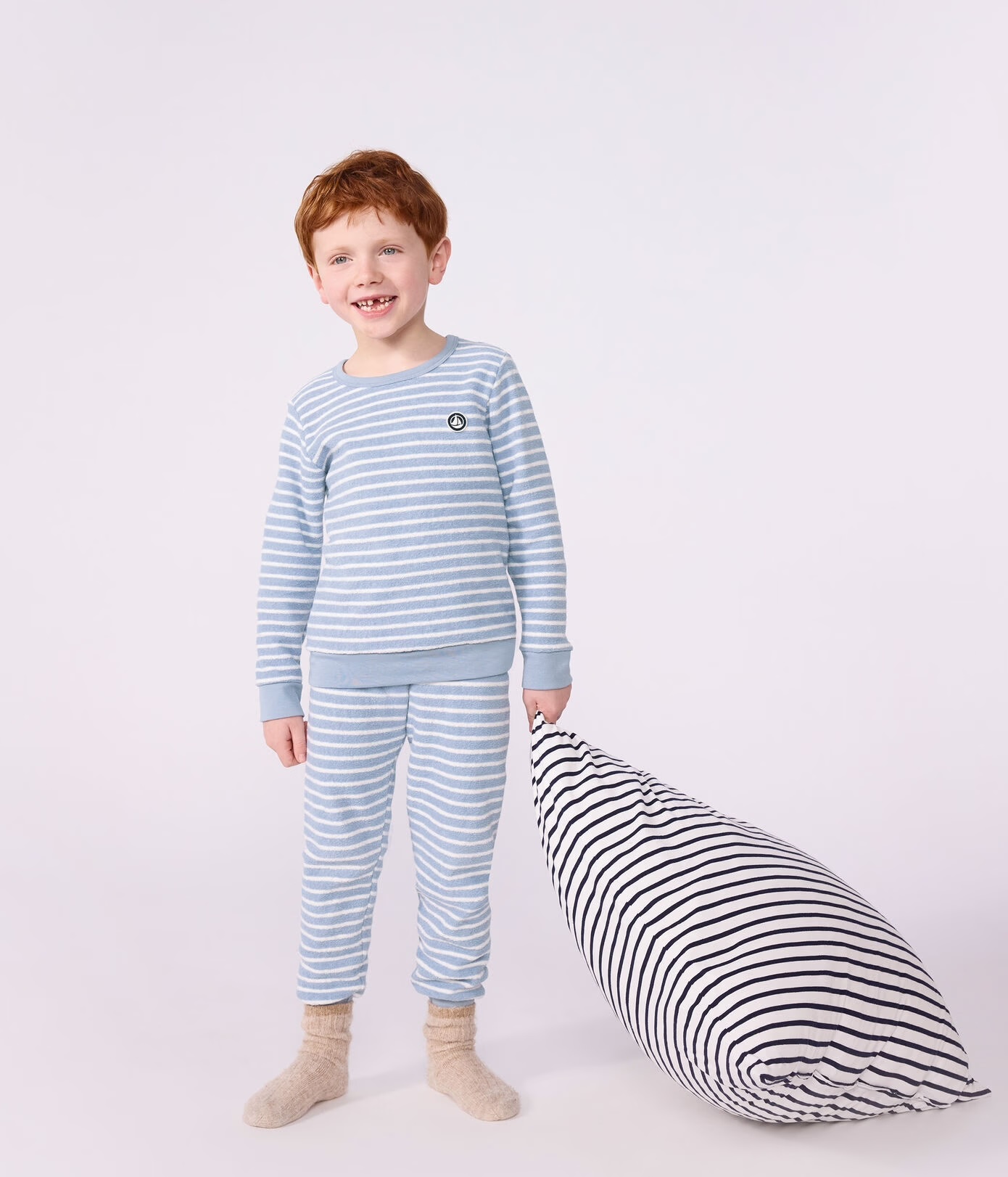 Pyjama enfant en coton éponge à rayures AW26 (Petit Bateau) – Image 2