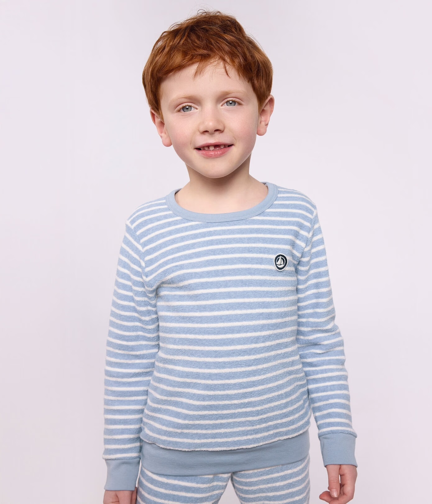 Pyjama enfant en coton éponge à rayures AW26 (Petit Bateau) – Image 3