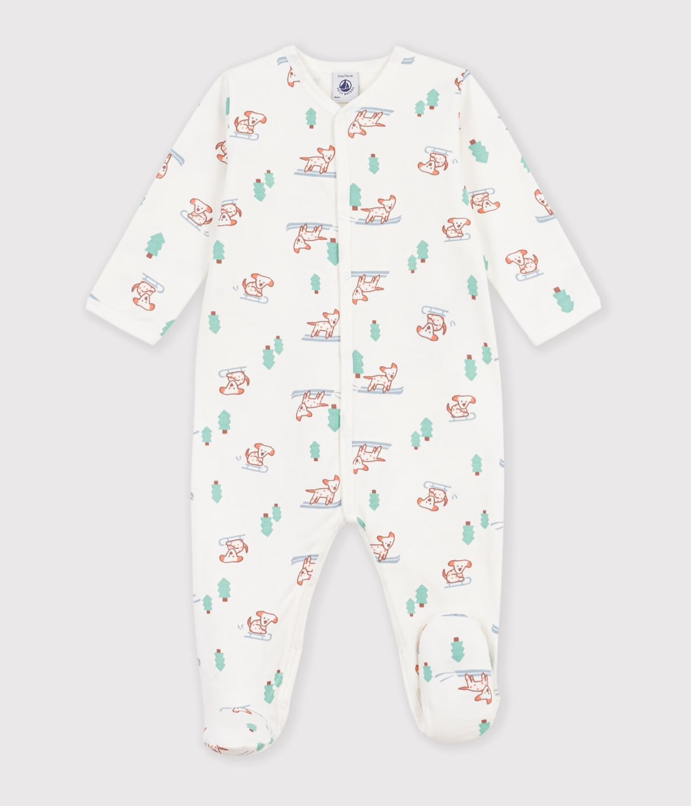 Pyjama bébé en molleton imprimé chien AW26 (Petit Bateau)