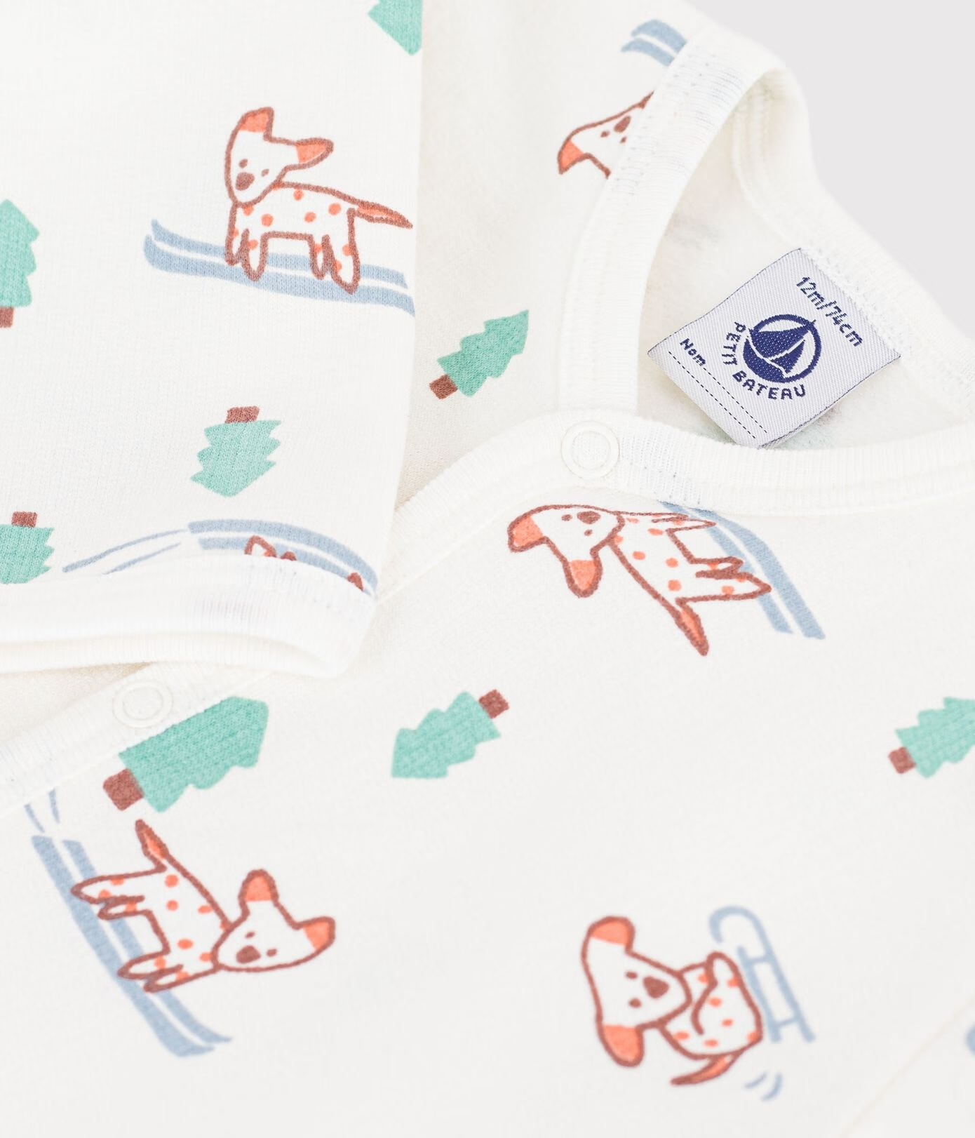 Pyjama bébé en molleton imprimé chien AW26 (Petit Bateau) – Image 2