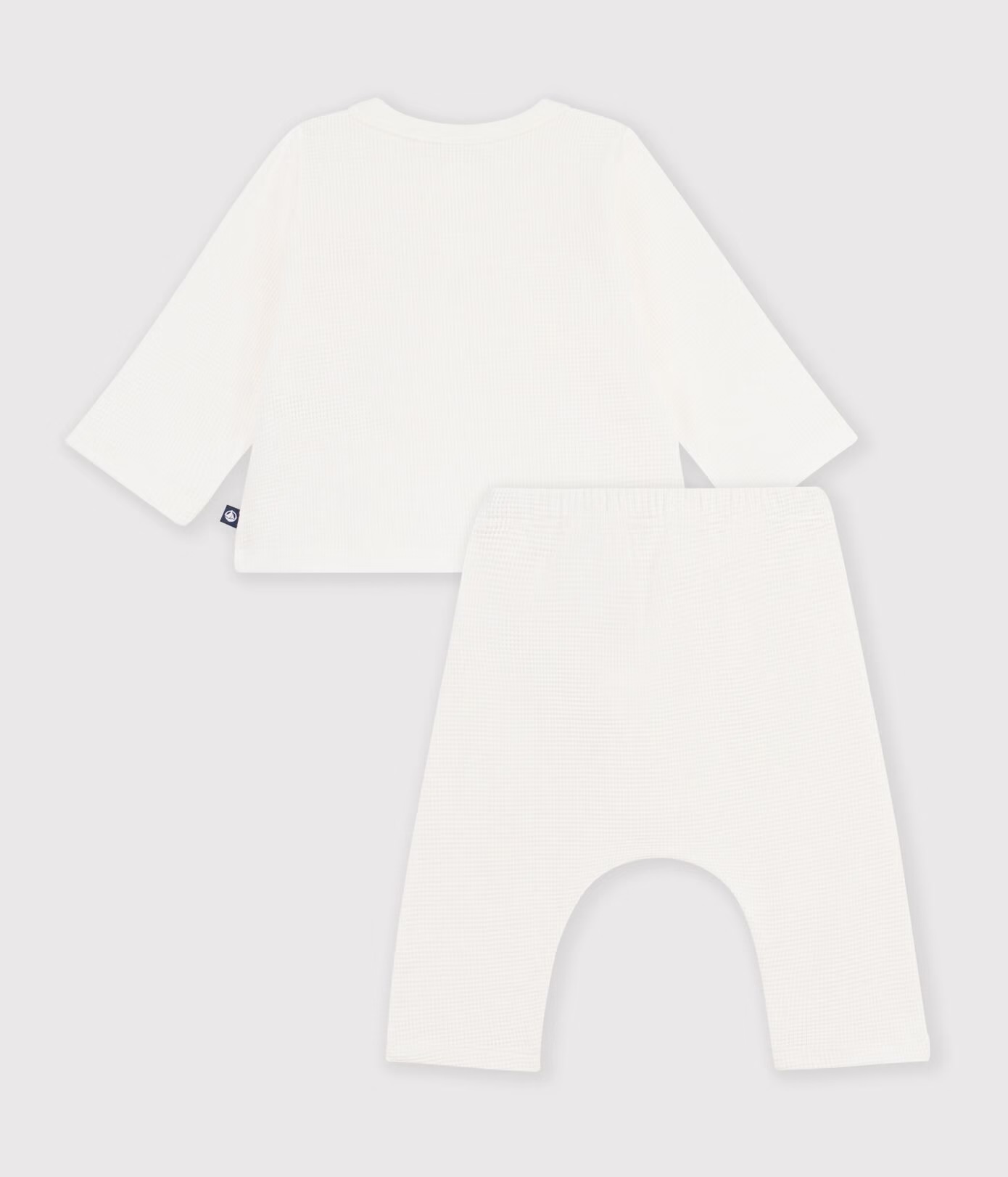 Ensemble bébé en coton brodé poitrine uni AW26 (Petit Bateau) – Image 2