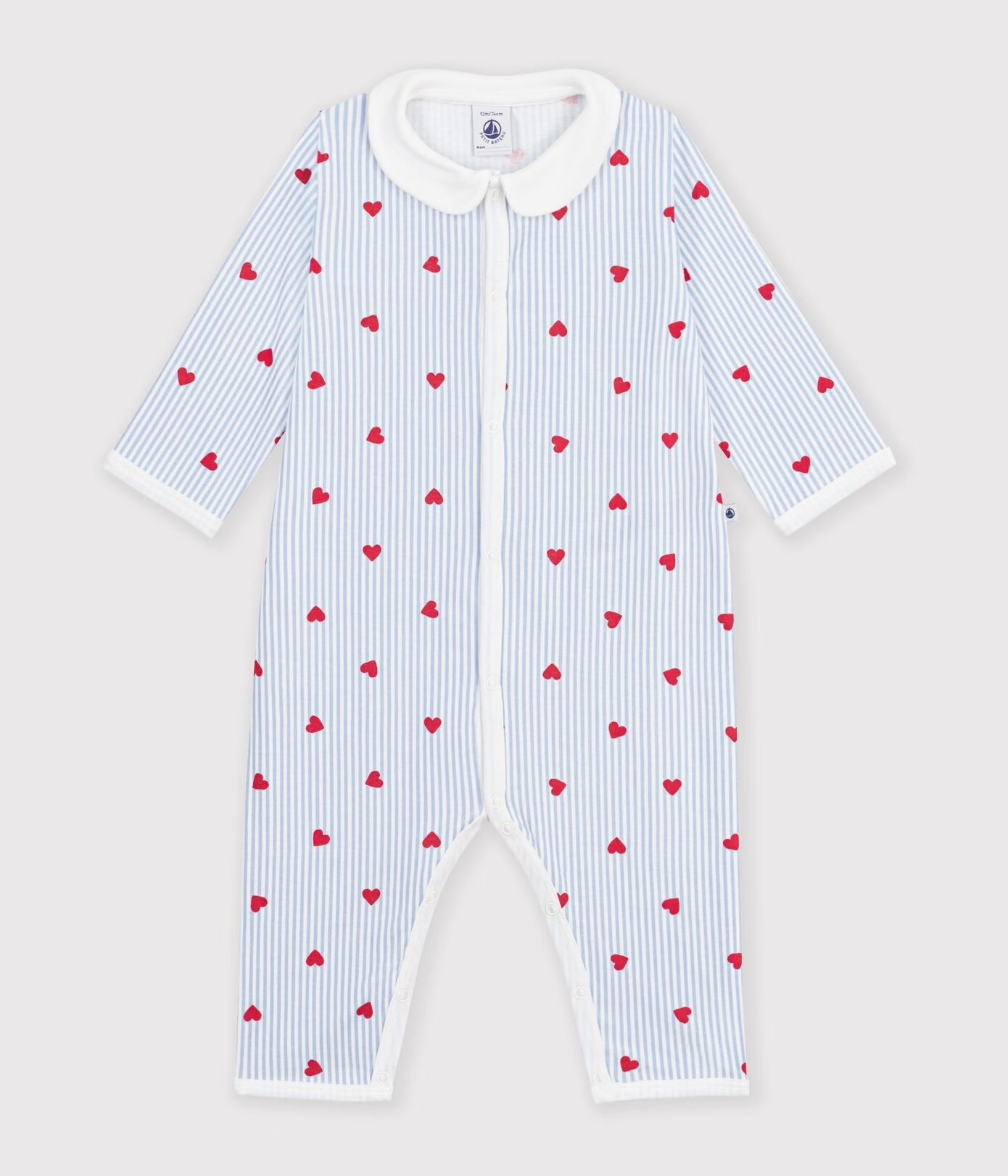 Pyjama bébé en coton sans pieds imprimé cœurs AW26 (Petit Bateau)