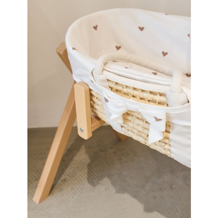 Couffin Moise - Naturel + Habillage Jersey Hearts (Childhome) – Image 2