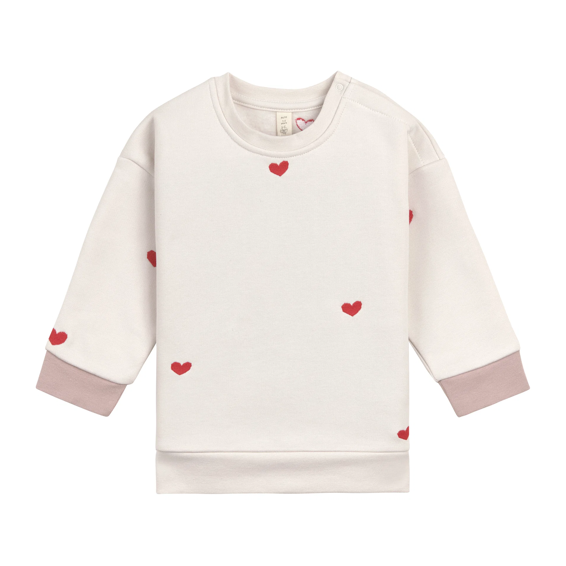 Sweat Enfants - Bio Coton, Coeur Beige (Lassig)