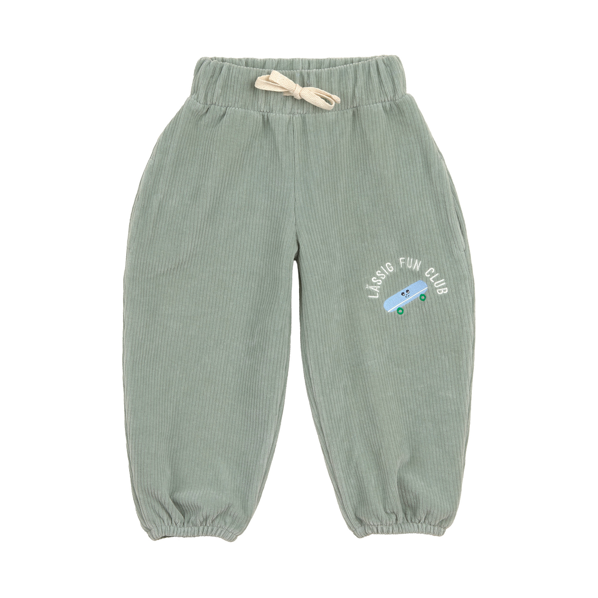 Pantalon Velours Gots Bleu-Vert (Lassig)