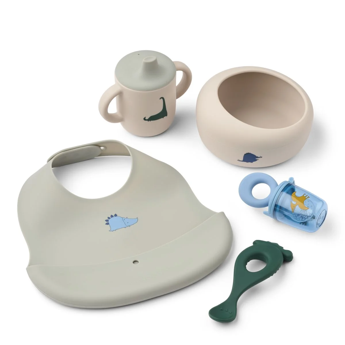 Set de Repas pour Bébé MILEAH Dino Roar / Dove blue (liewood)