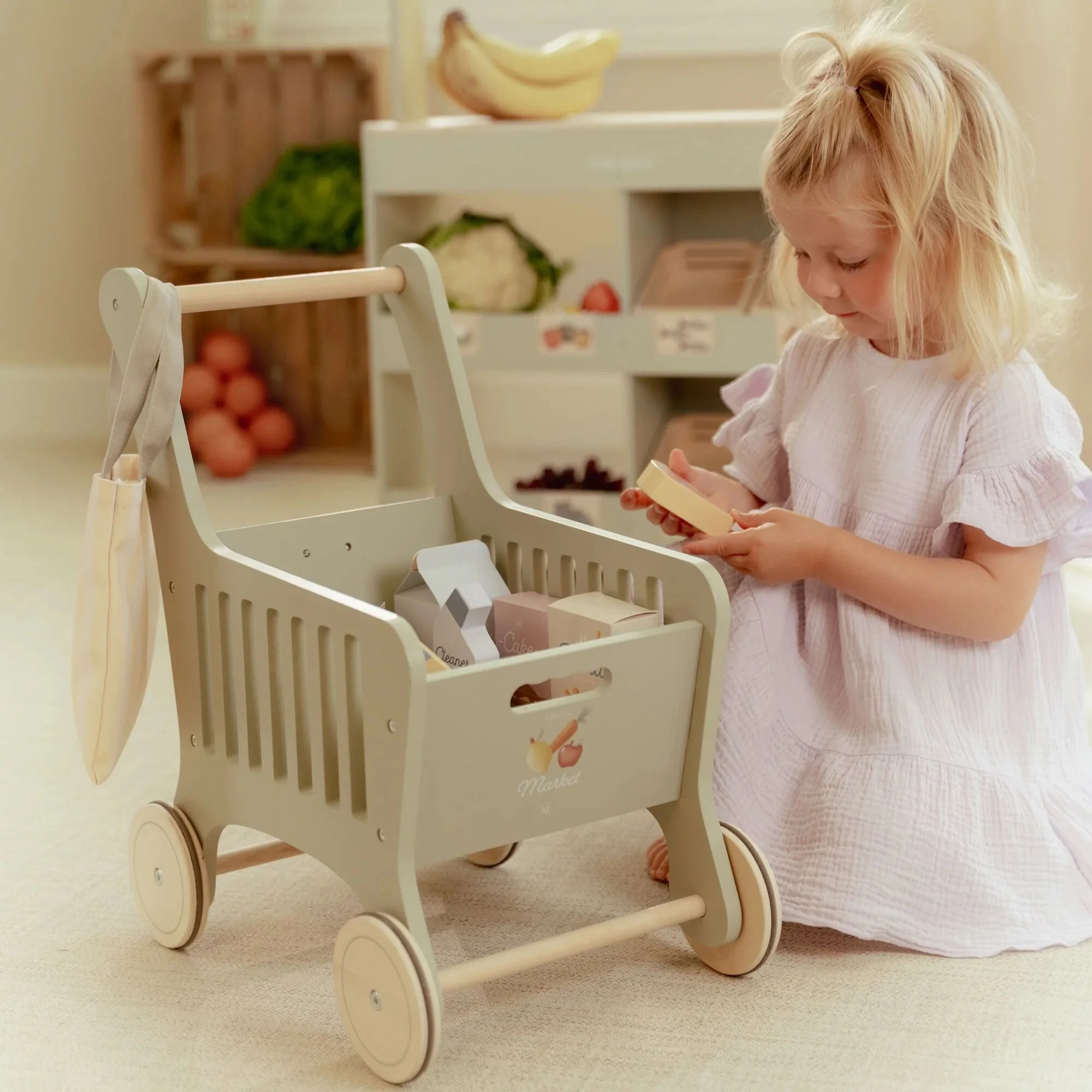 Caddie en bois - Vert (Little Dutch) – Image 2