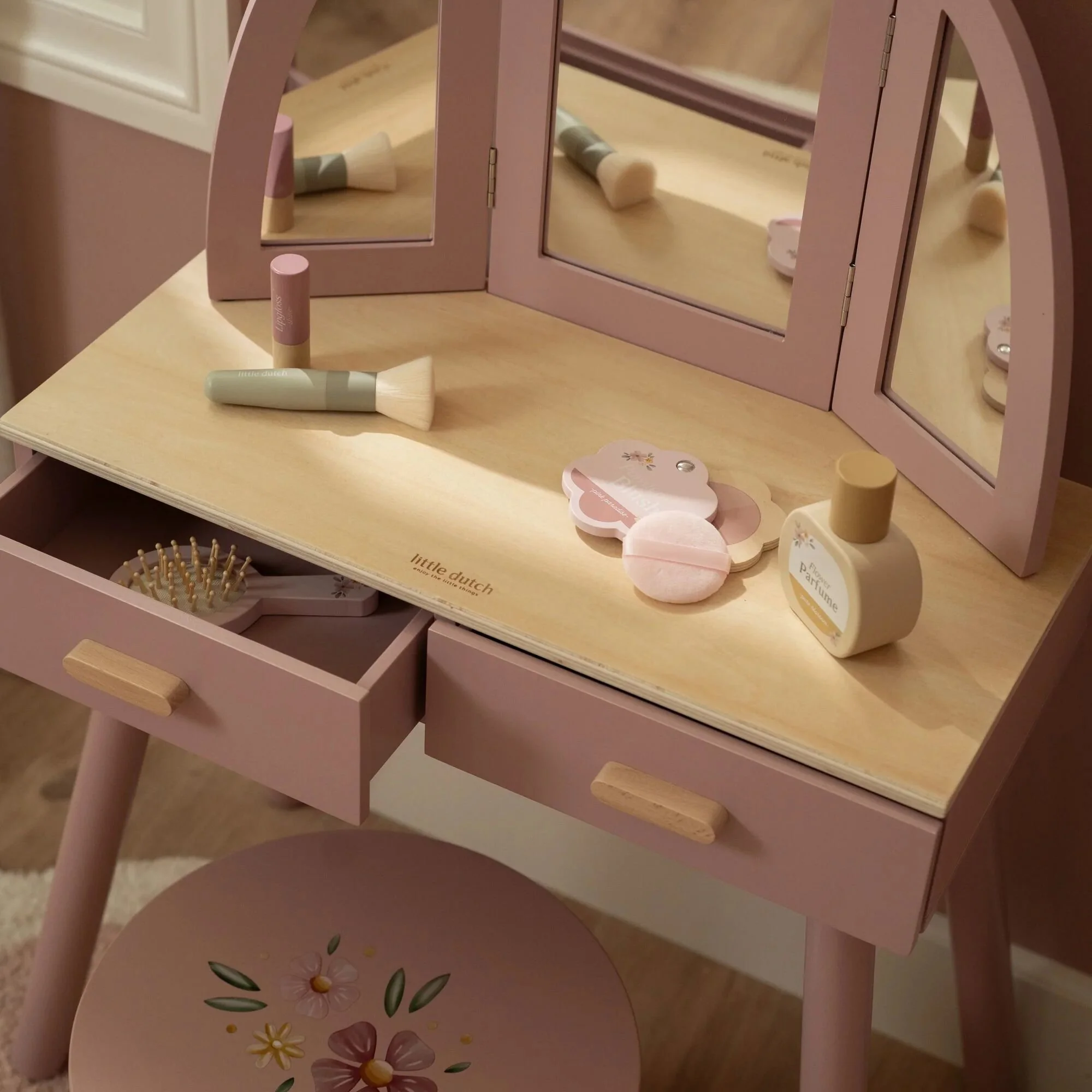 Grande coiffeuse en bois – Rose (Little Dutch) – Image 4