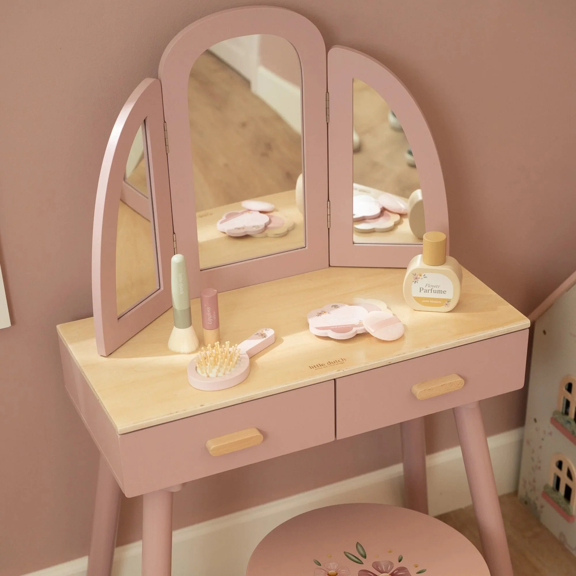 Grande coiffeuse en bois – Rose (Little Dutch) – Image 6