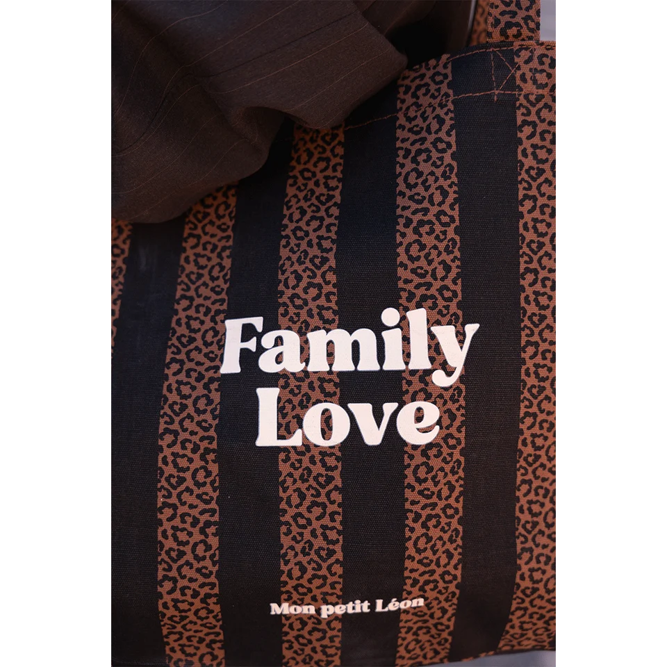 Cabas XXL Rayures Léopard Noir - Family Love (Mon petit Léon) – Image 3