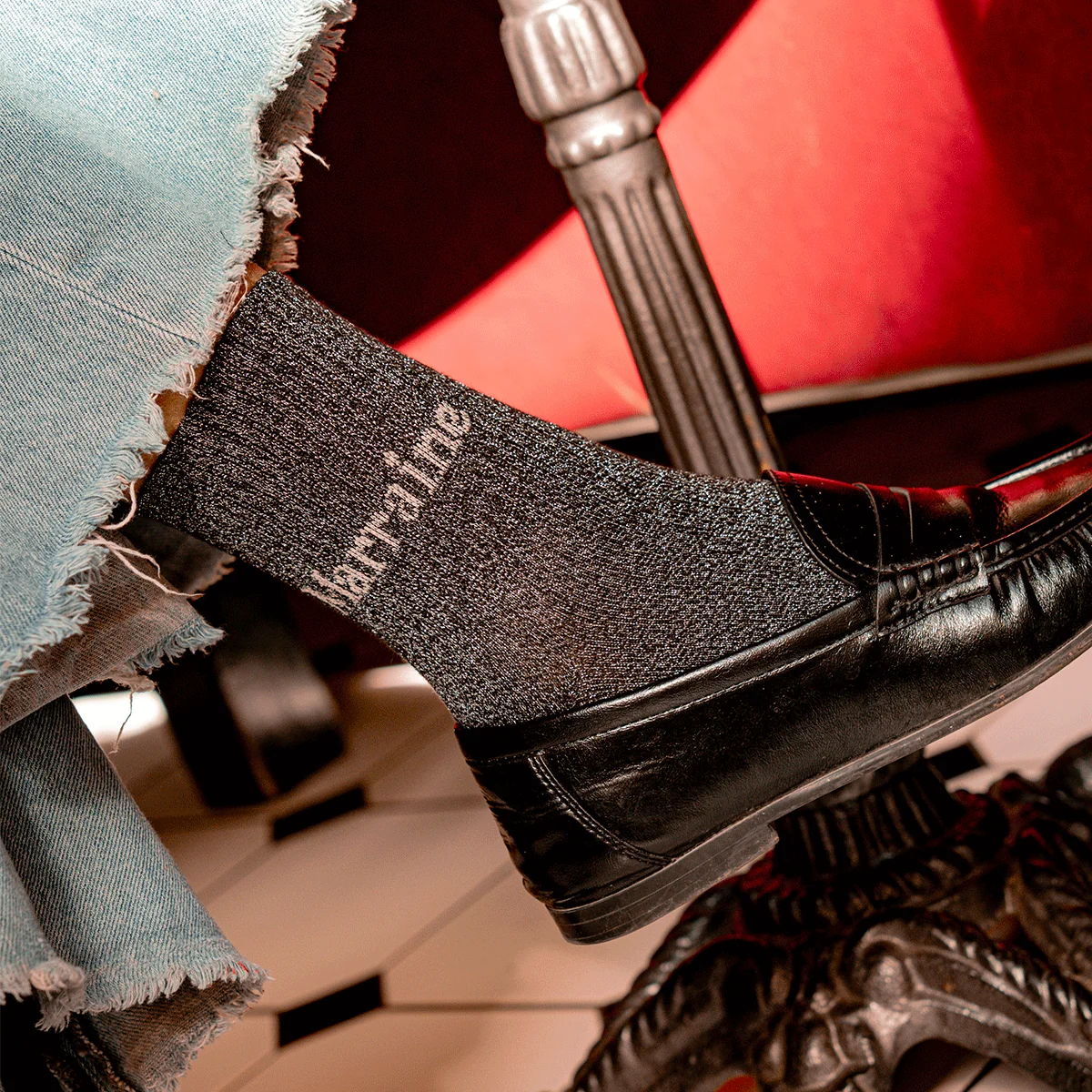 Chaussettes femme noir paillettes - Marraine (Mon Petit Léon)