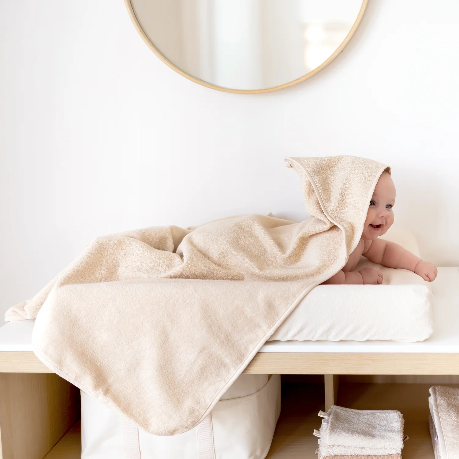 Cape de bain Éponge confort 90x90cm Cream (Bemini) – Image 3